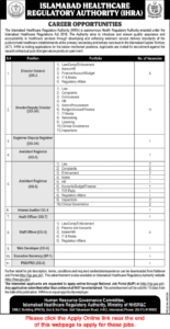 Islamabad Healthcare Regulatory Authority Jobs 2025 Apply Online Staff Officers, Assistant Registrars & Others IHRA Latest